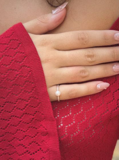 Bague Diamond | Perle & Argent 925 Plaqué Or 18K